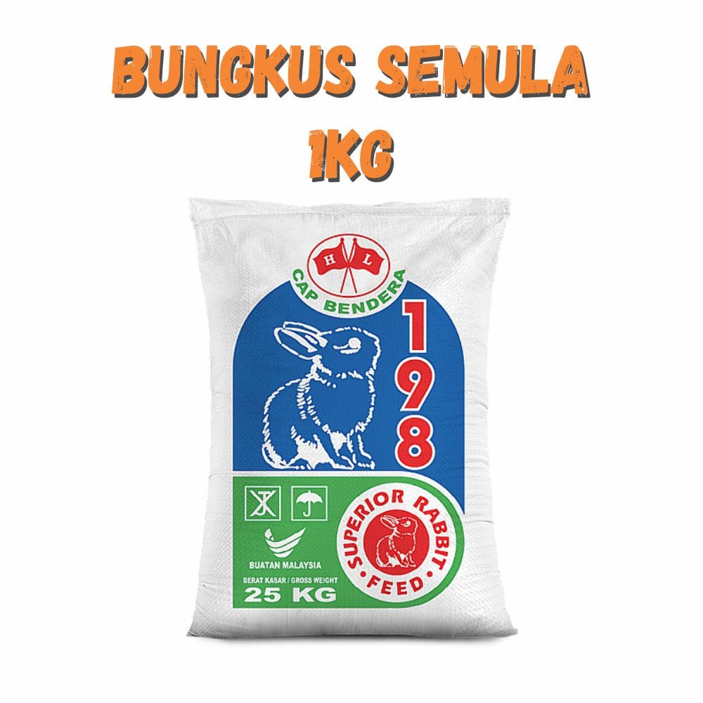 Dedak Makanan Arnab 198 / Rabbit Feed | HL Feedmills | Repack 1Kg