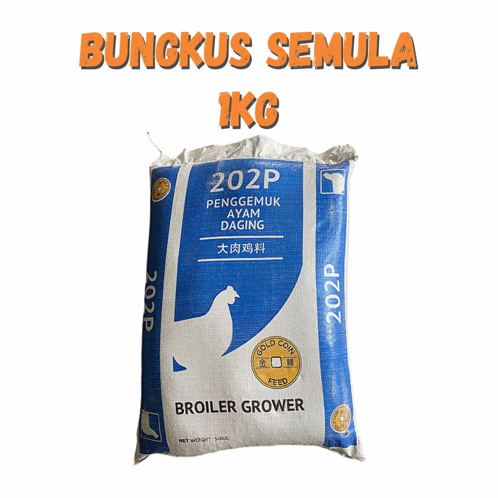 Dedak Makanan Ayam 202P Pembesaran / Broiler Chicken Feed | Gold Coin | Repack 1Kg