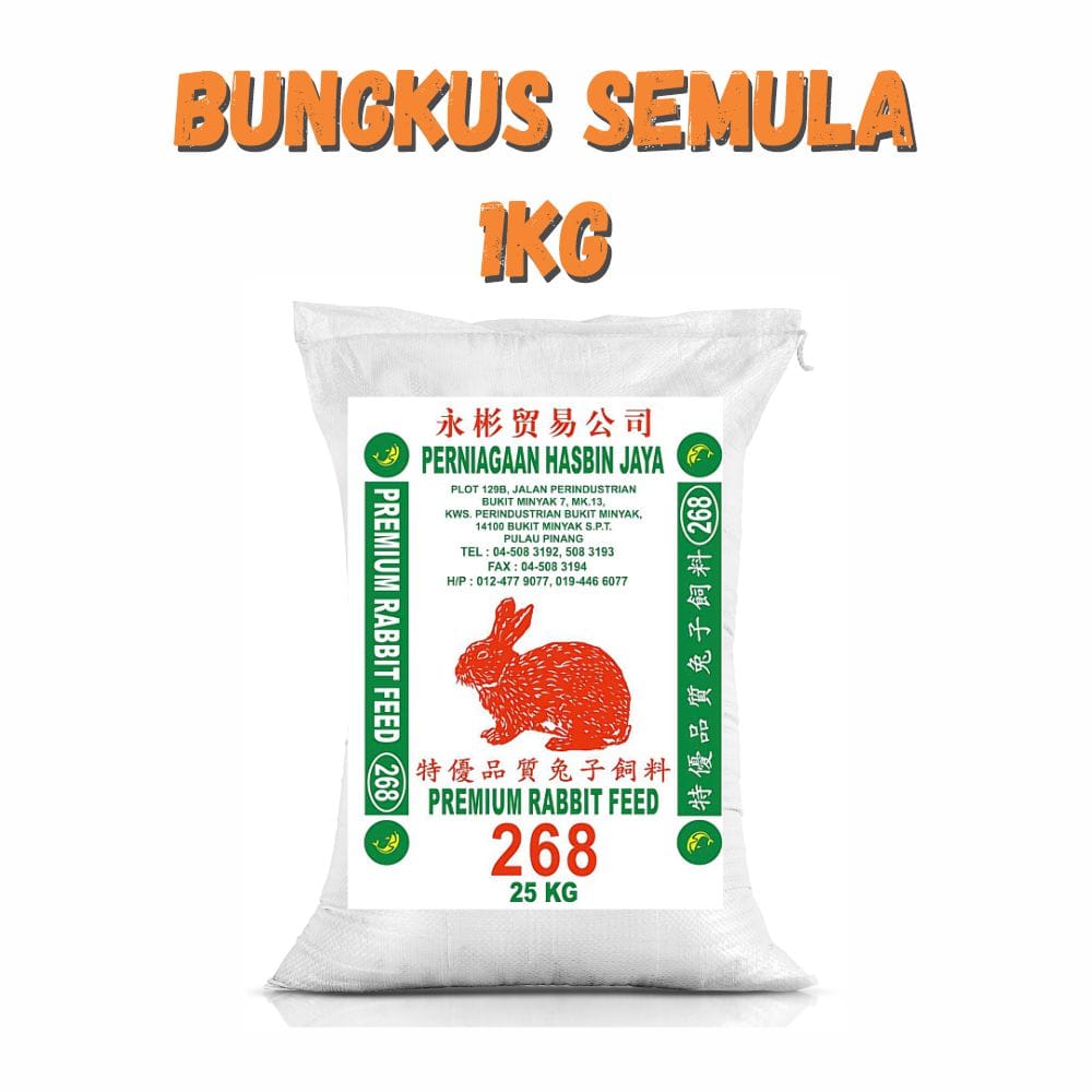 Dedak Makanan Arnab 268 / Rabbit Feed | Hasbin Jaya | Repack 1Kg
