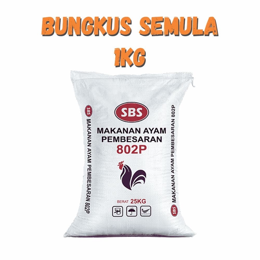 Dedak Makanan Ayam 802P Pembesaran / Broiler Chicken Feed | SBS Agroternak | Repack 1Kg