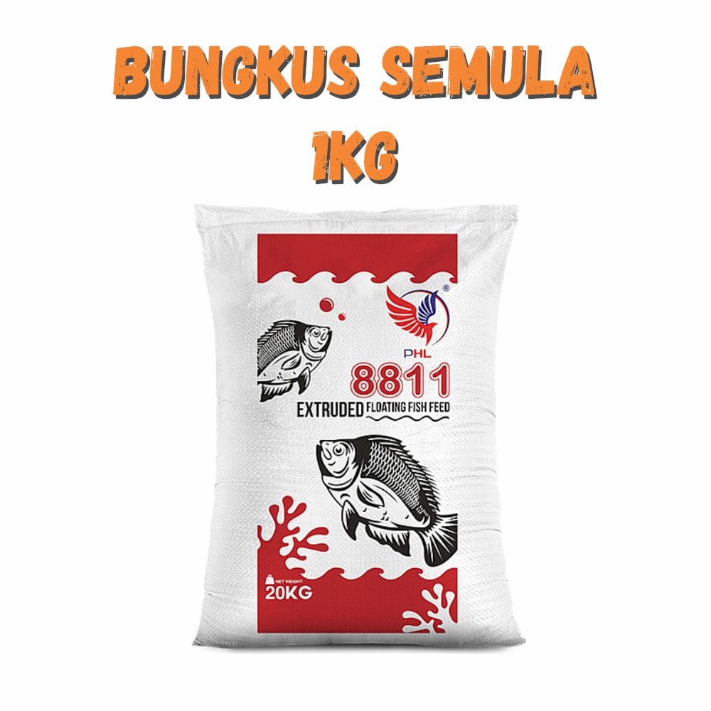 Dedak Makanan Ikan Air Tawar 8811 Permulaan / Floating Freshwater Fish Feed | HL Feedmills | Repack 1Kg