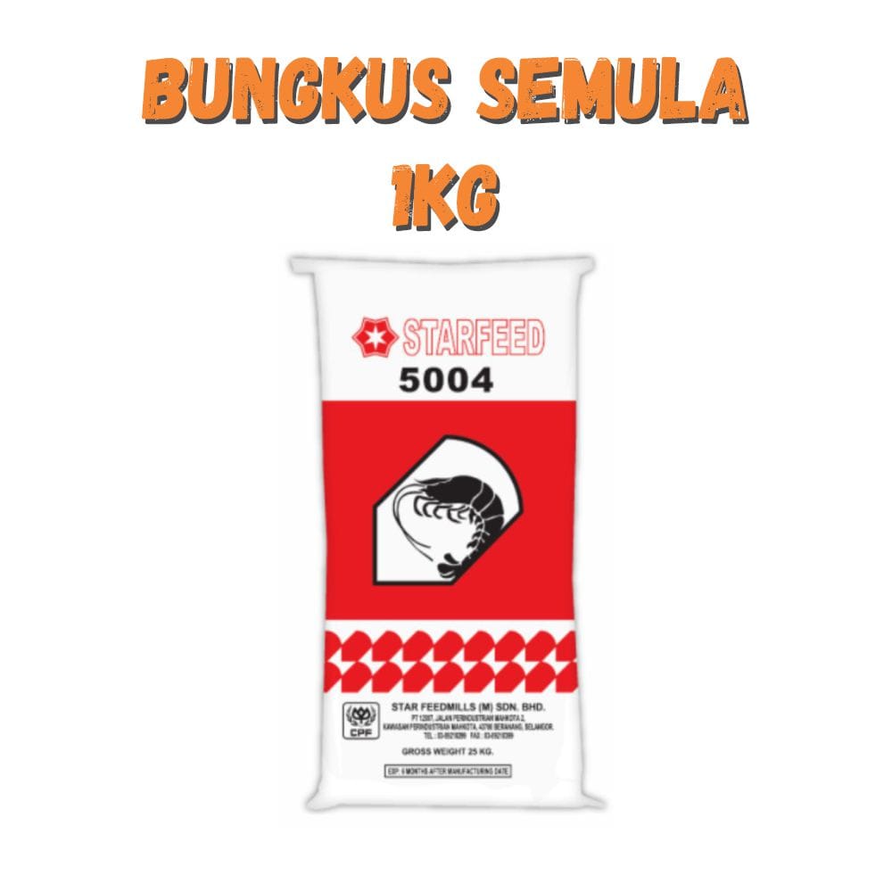 Dedak Makanan Udang Harimau 5004 / Shrimp Feed | Star Feedmills | Repack 1Kg