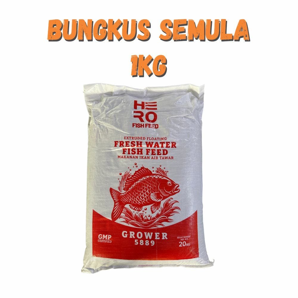 Dedak Makanan Ikan Air Tawar Hero 5889 Pembesaran / Floating Freshwater Fish Feed | Palaquin | Repack 1Kg
