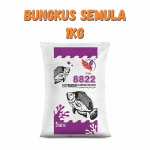 Dedak Makanan Ikan Air Tawar 8822 Pembesaran / Floating Freshwater Fish Feed | HL Feedmills | Repack 1Kg
