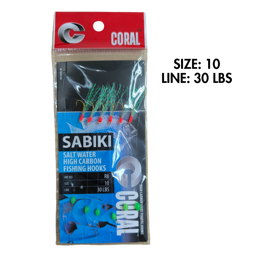 Mata Kail / Sabiki Salt Water High Carbon Fishing Hooks Coral
