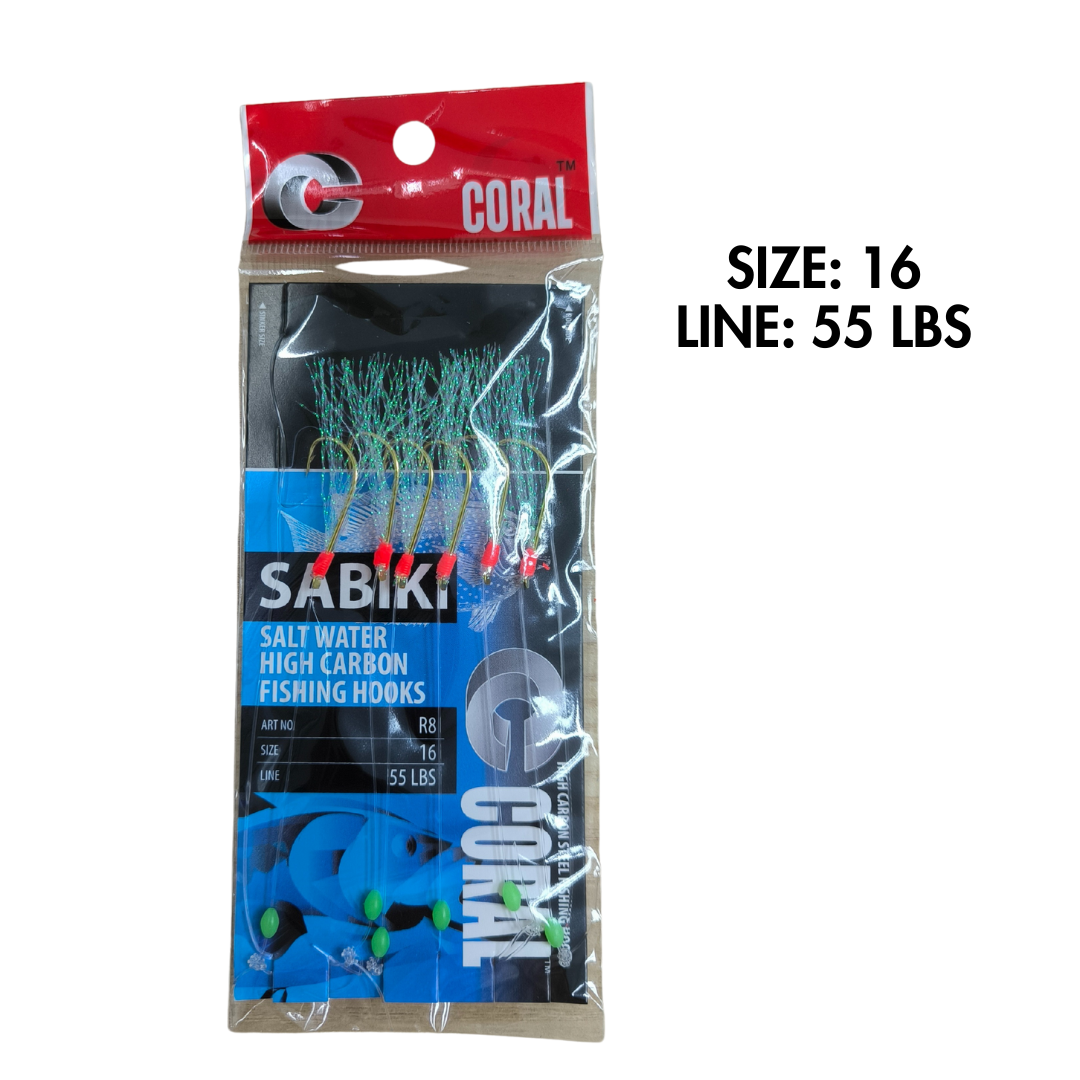 Mata Kail / Sabiki Salt Water High Carbon Fishing Hooks Coral