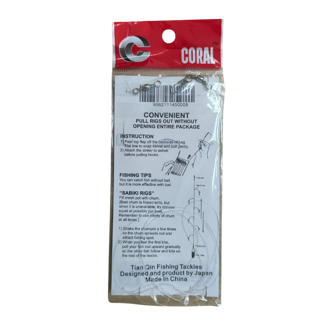Mata Kail / Sabiki Salt Water High Carbon Fishing Hooks Coral