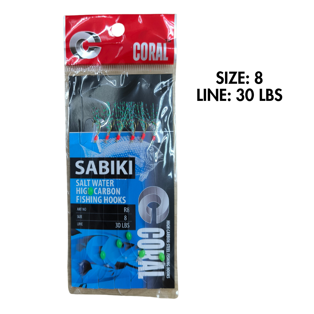Mata Kail / Sabiki Salt Water High Carbon Fishing Hooks Coral