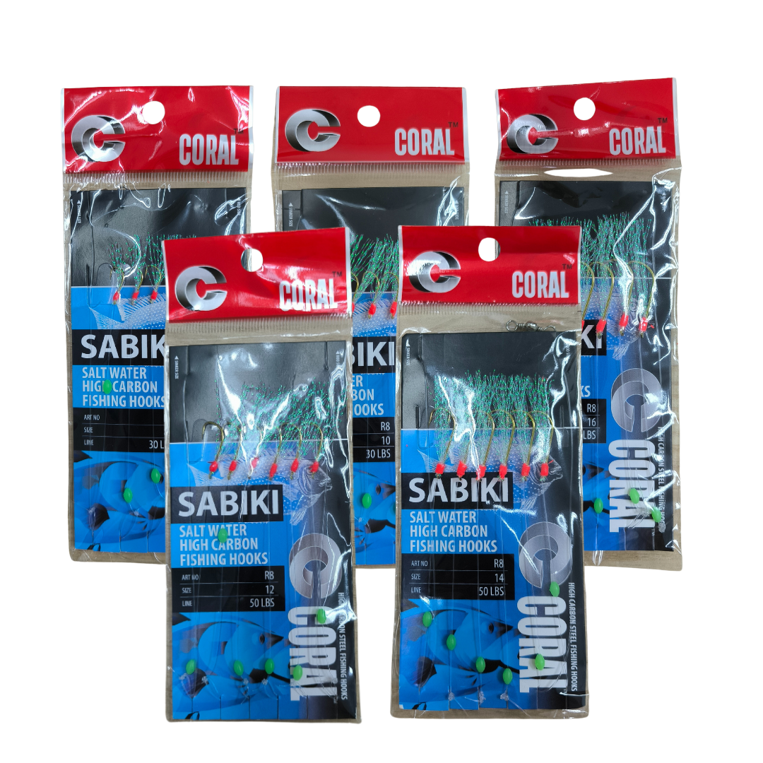 Mata Kail / Sabiki Salt Water High Carbon Fishing Hooks Coral